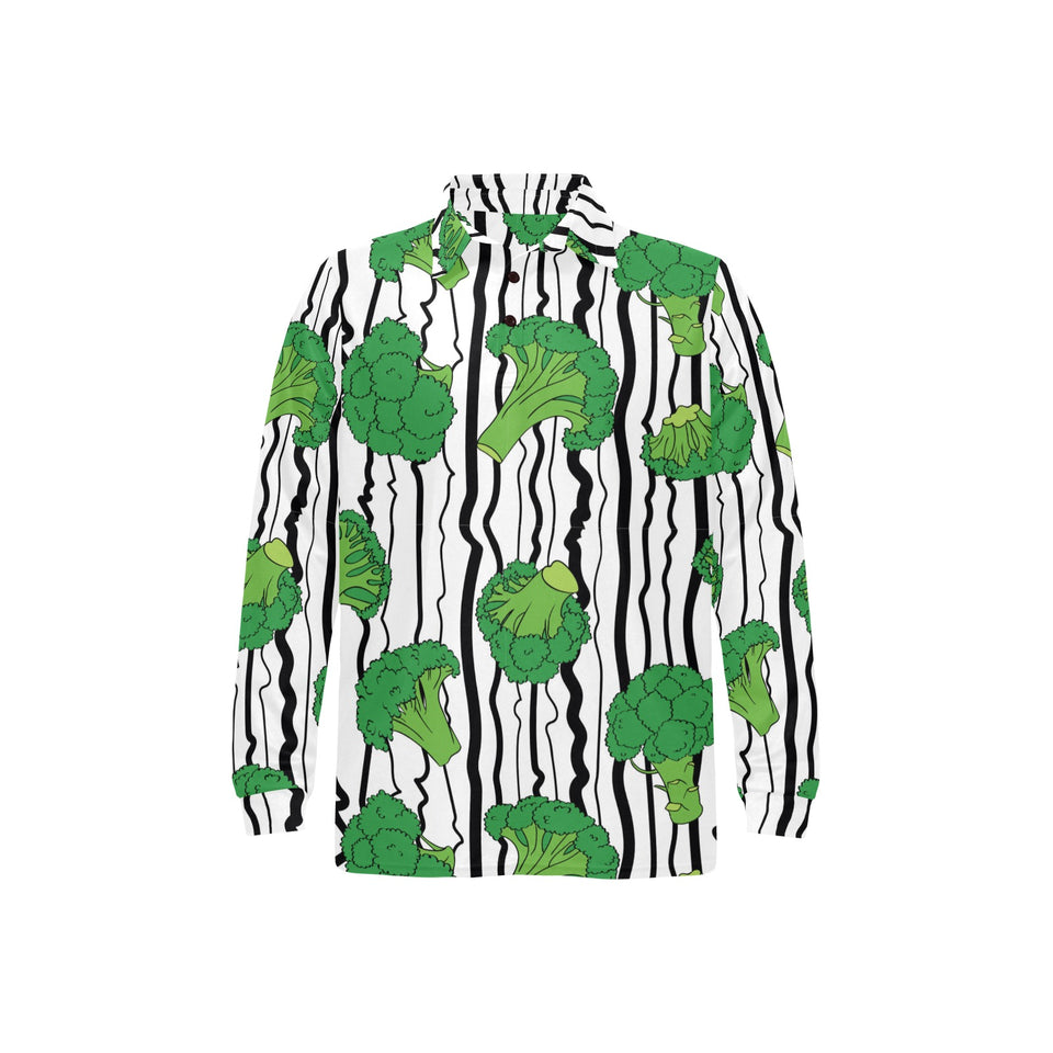Cool Broccoli pattern Men's Long Sleeve Polo Shirt