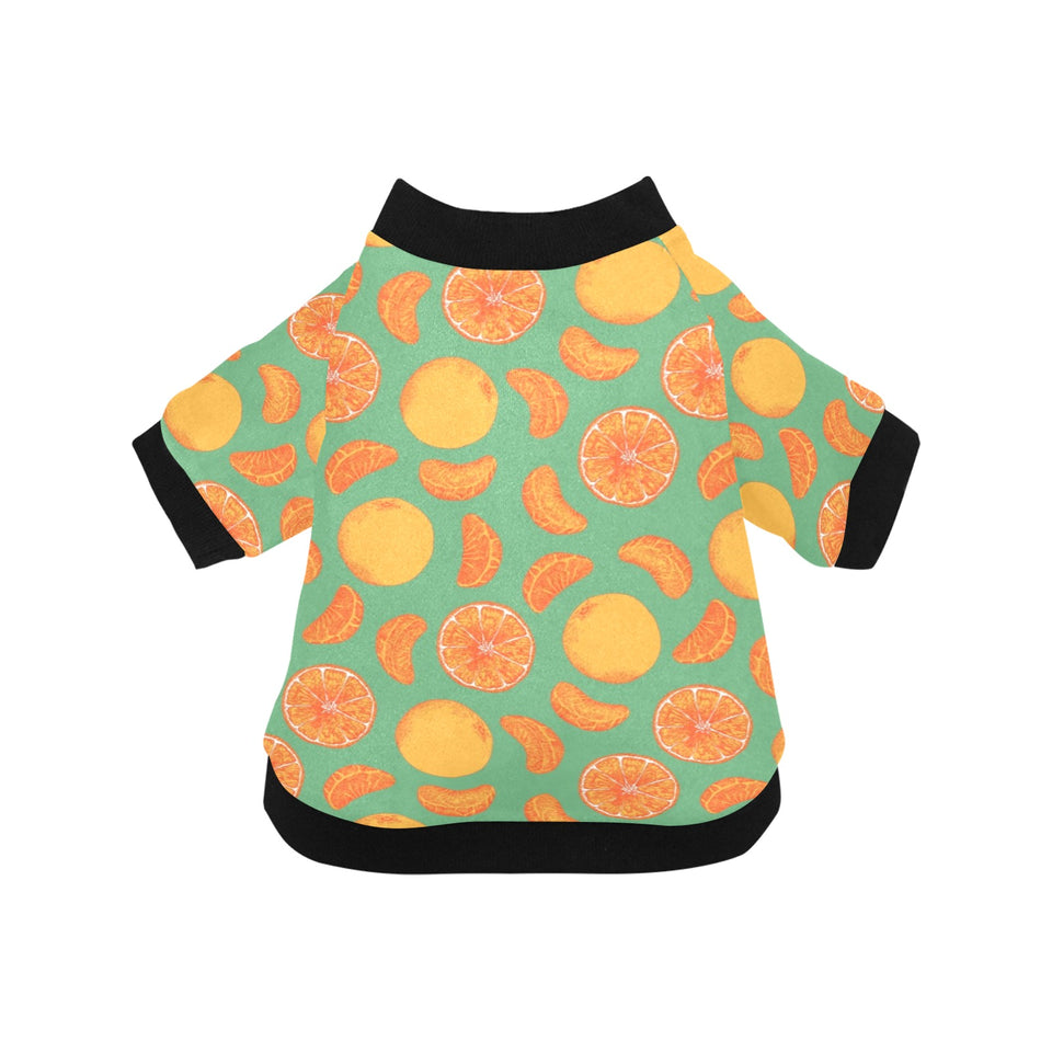 orange fruit pattern green background All Over Print Pet Dog Round Neck Fuzzy Shirt