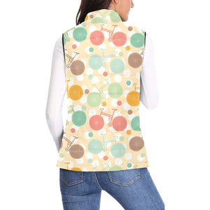 Bicycle Pattern Print Design 01 Women's Padded Vest