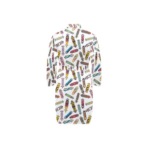 Skate Board Pattern Print Design 05 Men's Long Sleeve Belted Night Robe