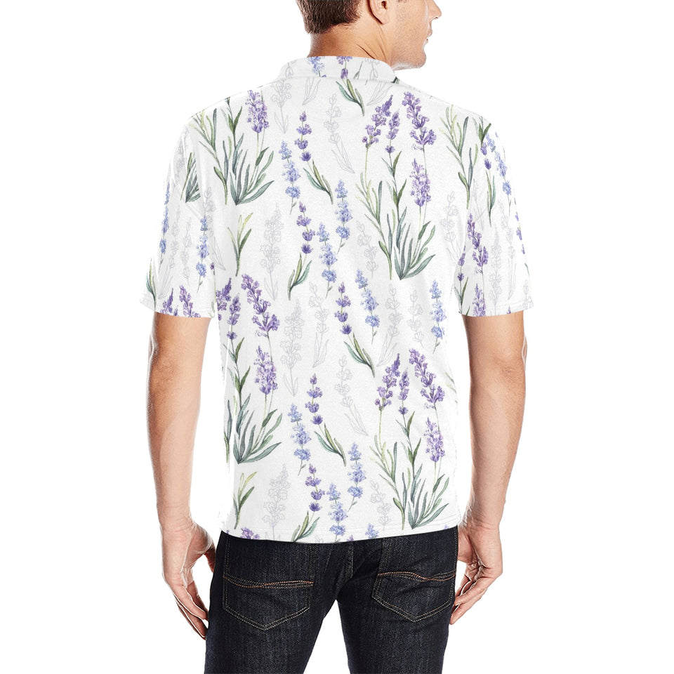 Hand painting Watercolor Lavender Men's All Over Print Polo Shirt
