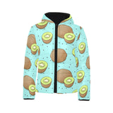 Kiwi blue background Kids' Boys' Girls' Padded Hooded Jacket