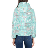 Cute koalas blue background pattern Women's Padded Hooded Jacket