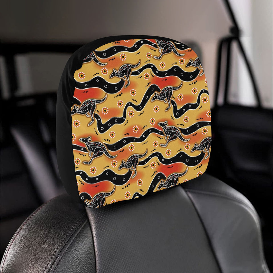 Kangaroo Australian aboriginal art pattern Car Headrest Cover