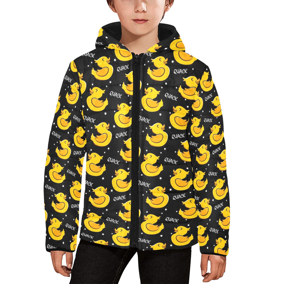 Duck Pattern Print Design 05 Kids' Boys' Girls' Padded Hooded Jacket