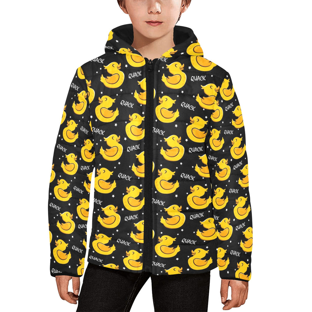 Duck Pattern Print Design 05 Kids' Boys' Girls' Padded Hooded Jacket