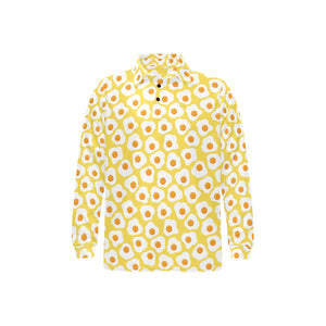Fried Eggs Pattern Print Design 05 Men's Long Sleeve Polo Shirt