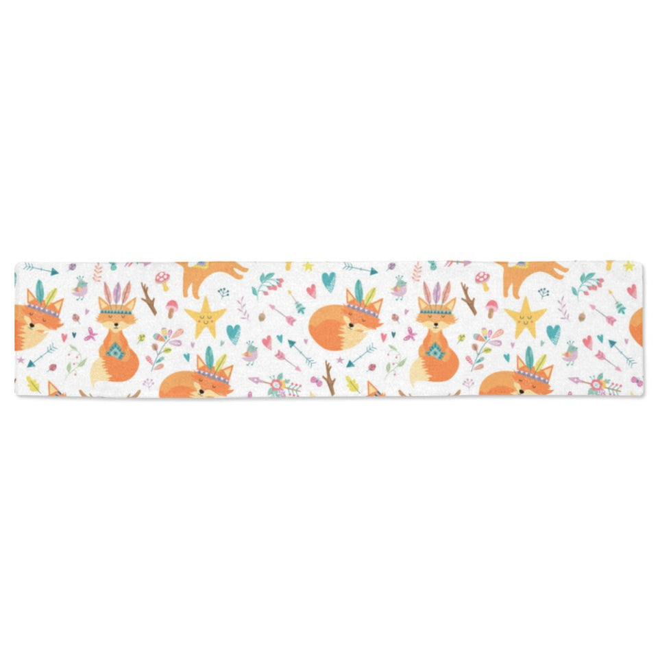 cute tribal fox pattern Table Runner