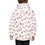 Giraffe Pattern Print Design 02 Kids' Boys' Girls' Padded Hooded Jacket