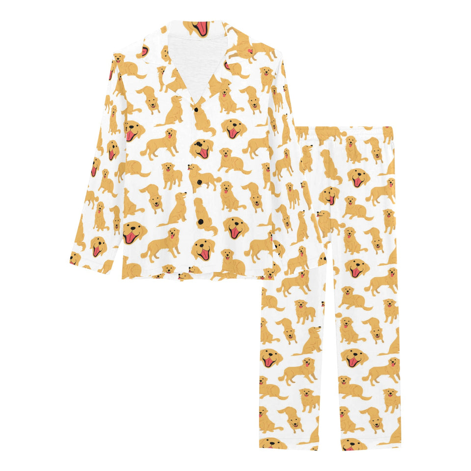 Golden Retriever Pattern Print Design 05 Women's Long Pajama Set