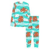 Octopuses sea wave background Women's All Over Print Pajama Set
