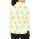 hand drawn sun pattern Women's Long Sleeve Polo Shirt