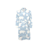 Cute polar bears Christmas decoration pattern Men's Long Sleeve Belted Night Robe
