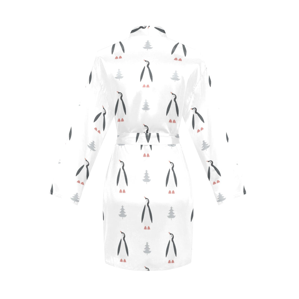 Penguin pattern Women's Long Sleeve Belted Night Robe