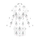Penguin pattern Women's Long Sleeve Belted Night Robe