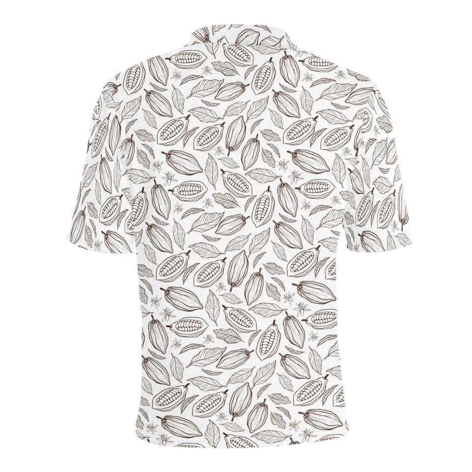 cacao beans leaves pattern Men's All Over Print Polo Shirt