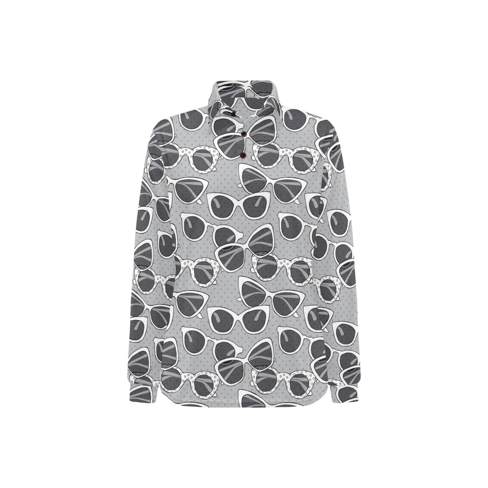Sun Glasses Pattern Print Design 04 Women's Long Sleeve Polo Shirt