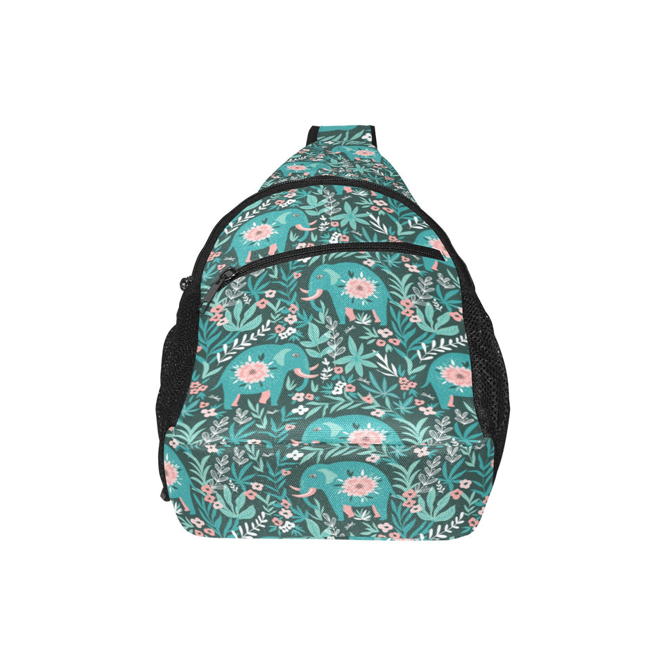 Elephants jungle pattern All Over Print Chest Bag