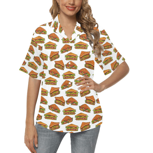Sandwich Pattern Print Design 02 Women's All Over Print Hawaiian Shirt