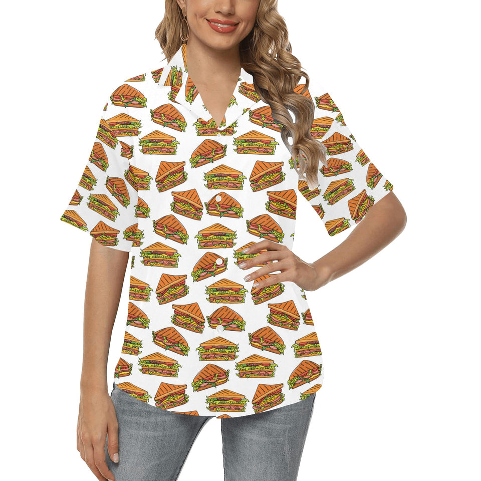 Sandwich Pattern Print Design 02 Women's All Over Print Hawaiian Shirt