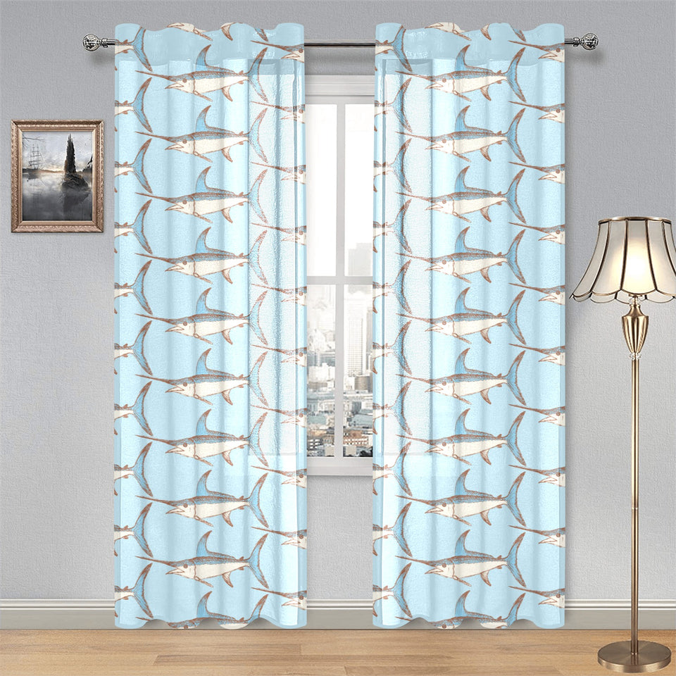 Swordfish Pattern Print Design 01 Gauze Curtain
