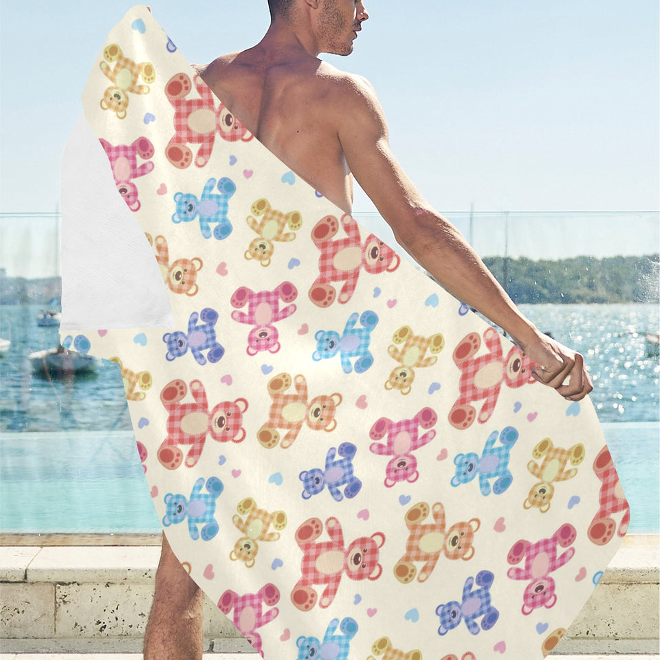Teddy Bear Pattern Print Design 05 Beach Towel