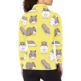 Cute Hamster pattern Women's Long Sleeve Polo Shirt