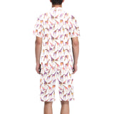 Giraffe Pattern Print Design 02 Men's V-Neck Short Pajama Set