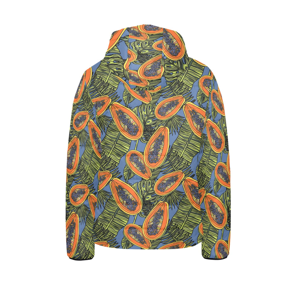 Colorful papaya tropical leaves Kids' Boys' Girls' Padded Hooded Jacket