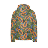 Colorful papaya tropical leaves Kids' Boys' Girls' Padded Hooded Jacket