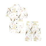 Beautiful Japanese cranes pattern Men's V-Neck Short Pajama Set