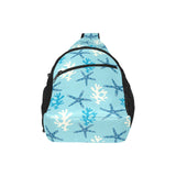 Blue starfish coral reef pattern All Over Print Chest Bag