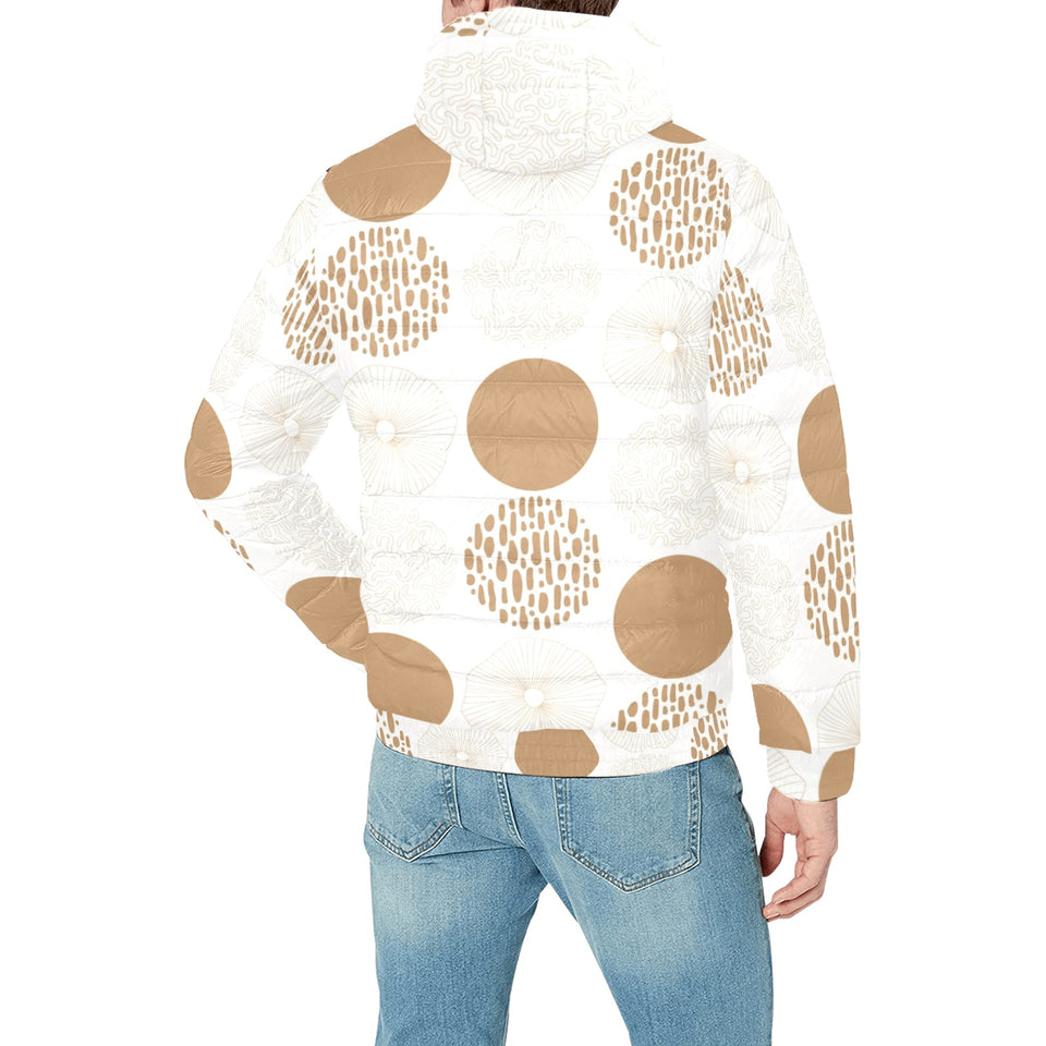 Gold Texture mushroom pattern Men's Padded Hooded Jacket