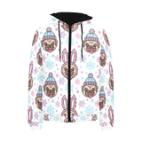 Cute pug hat rabbit costume pattern Men's Padded Hooded Jacket