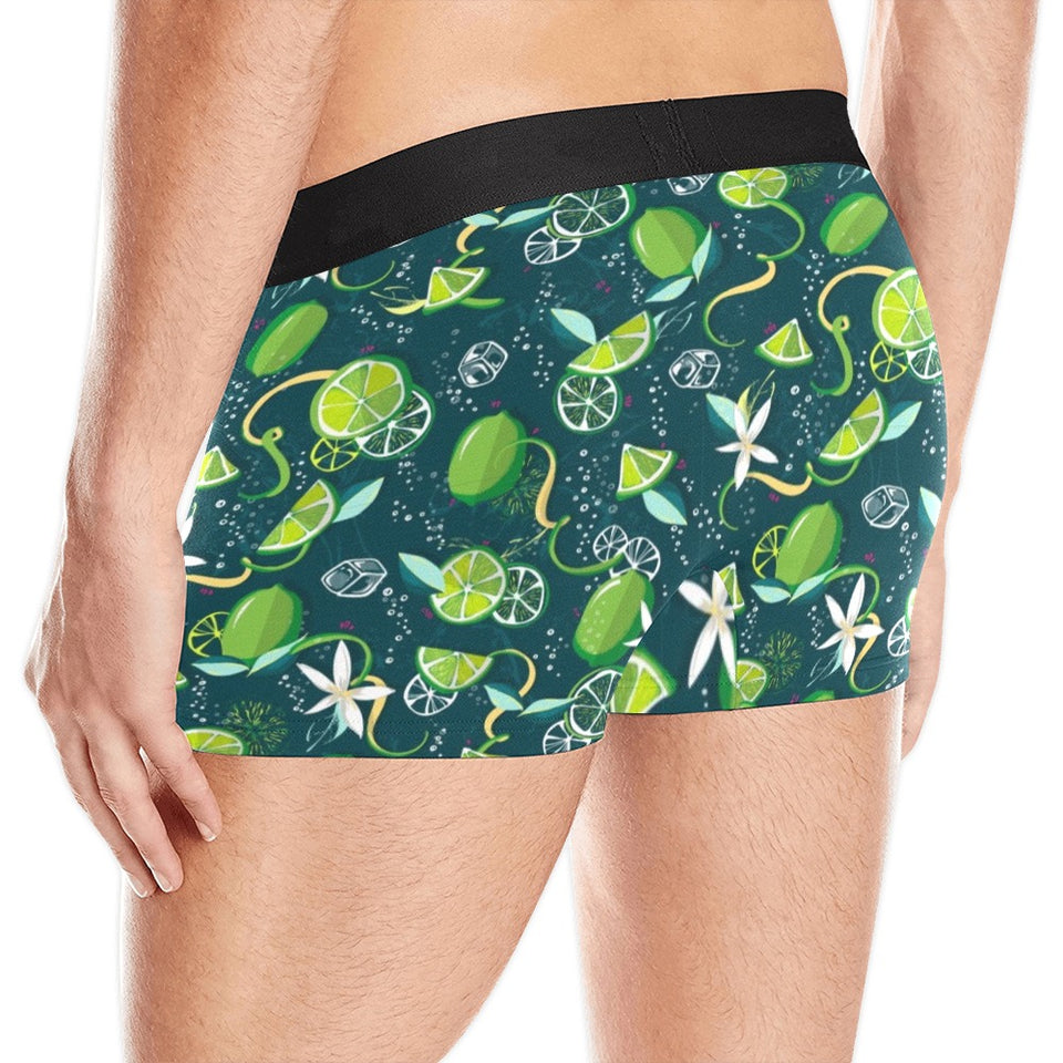 Lime ice flower pattern Men's All Over Print Boxer Briefs Men's Underwear