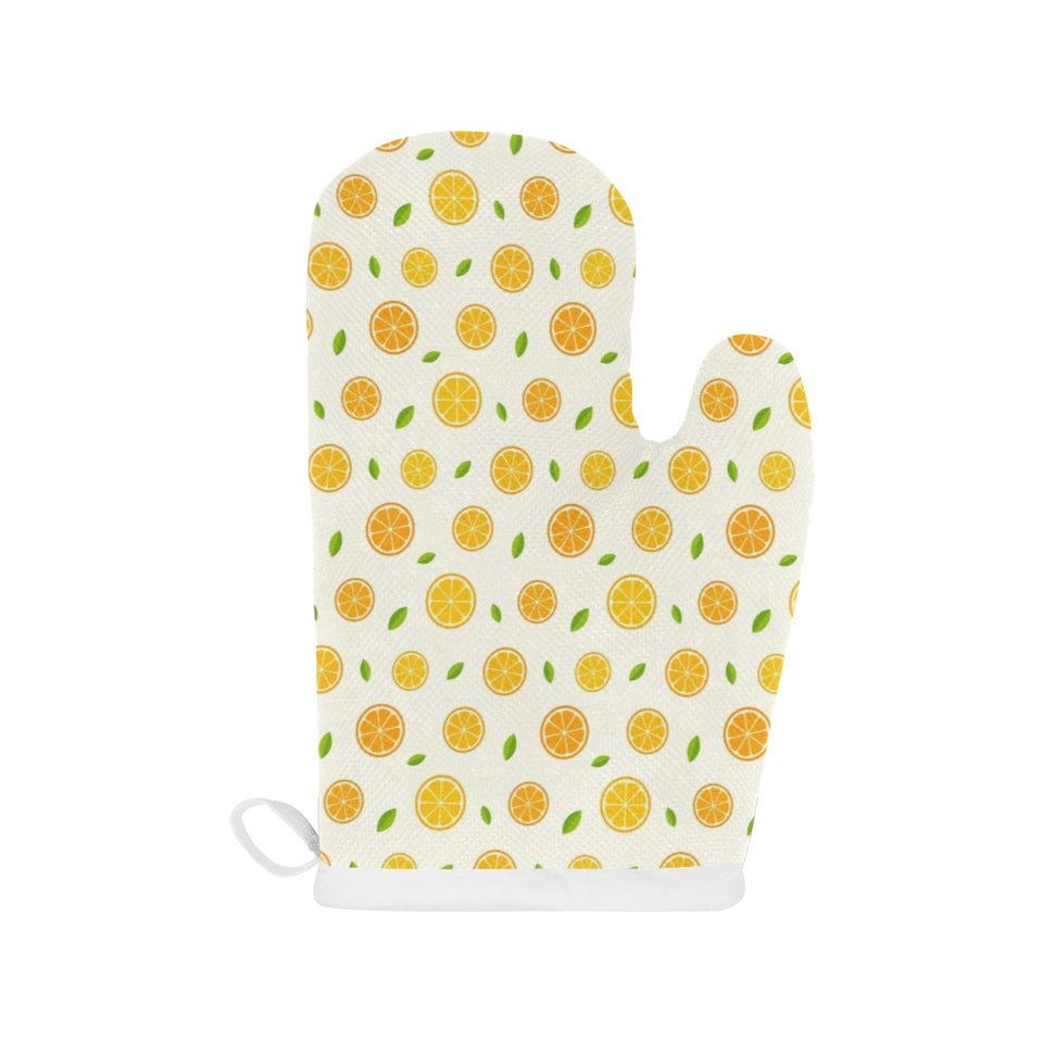 oranges leaves pattern Heat Resistant Oven Mitts