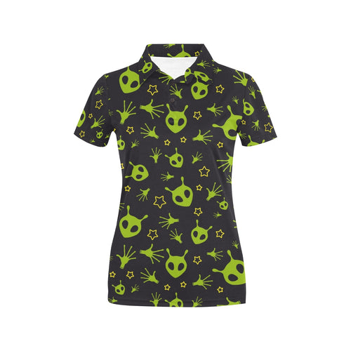 Alien Pattern Print Design 02 Women's All Over Print Polo Shirt