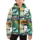 dinosaurs print pattern Kids' Boys' Girls' Padded Hooded Jacket