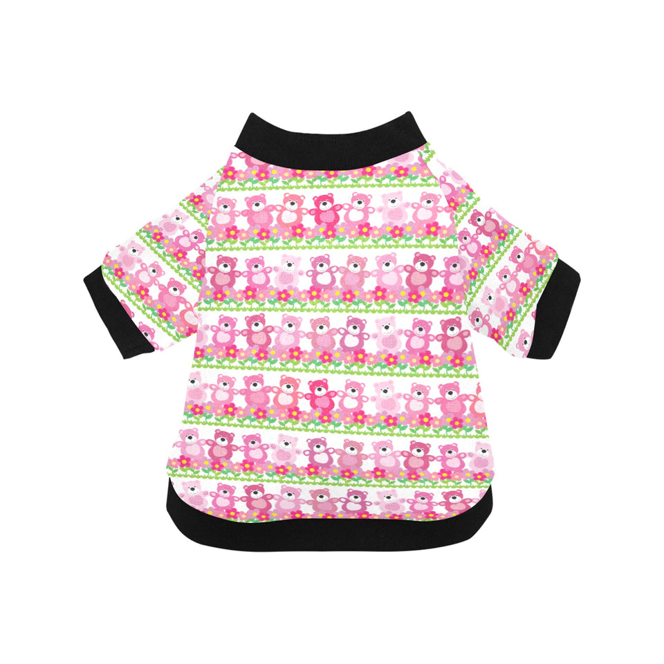 Teddy Bear Pattern Print Design 04 All Over Print Pet Dog Round Neck Fuzzy Shirt
