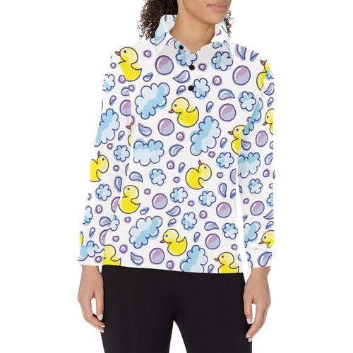 Duck Pattern Print Design 01 Women's Long Sleeve Polo Shirt