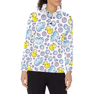 Duck Pattern Print Design 01 Women's Long Sleeve Polo Shirt
