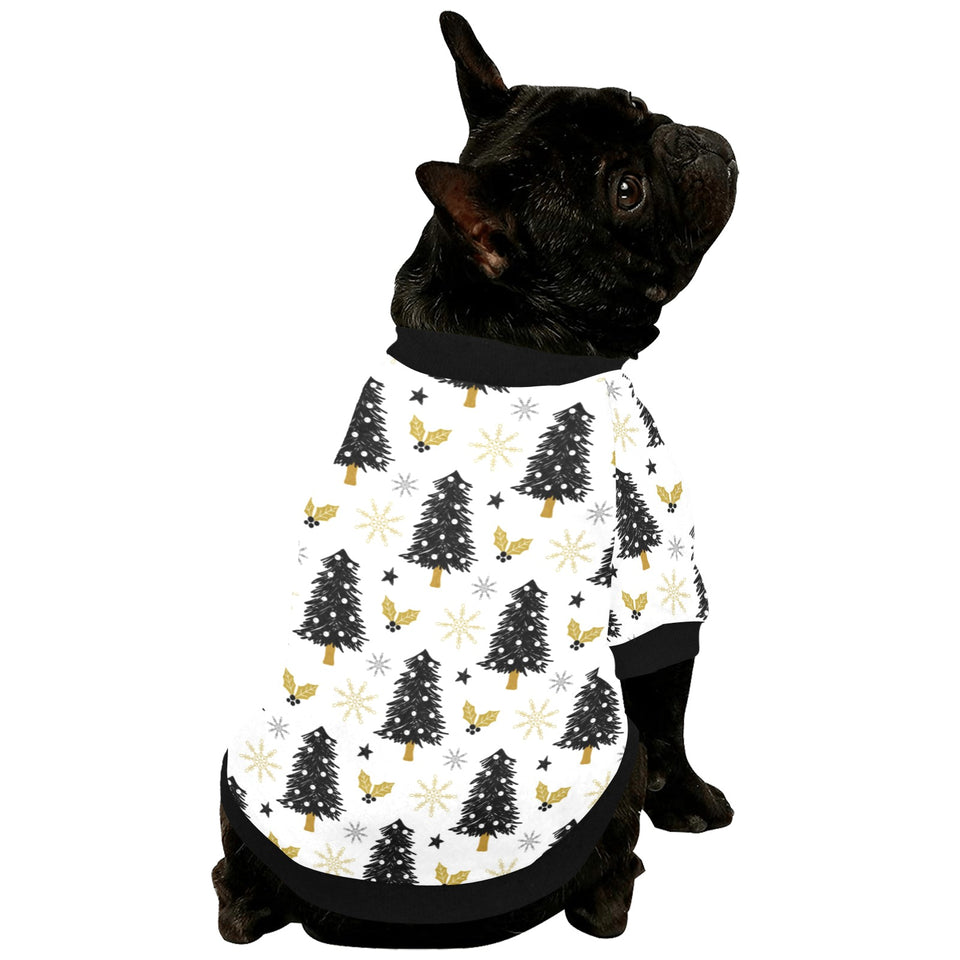 Christmas tree holly snow star pattern All Over Print Pet Dog Round Neck Fuzzy Shirt