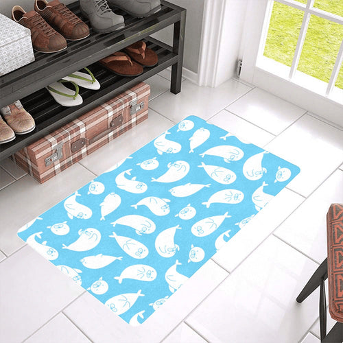 Cute white sea lion seals pattern Doormat