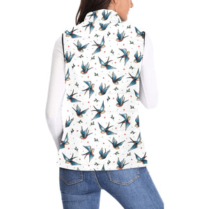 Swallow Pattern Print Design 04 Women's Padded Vest