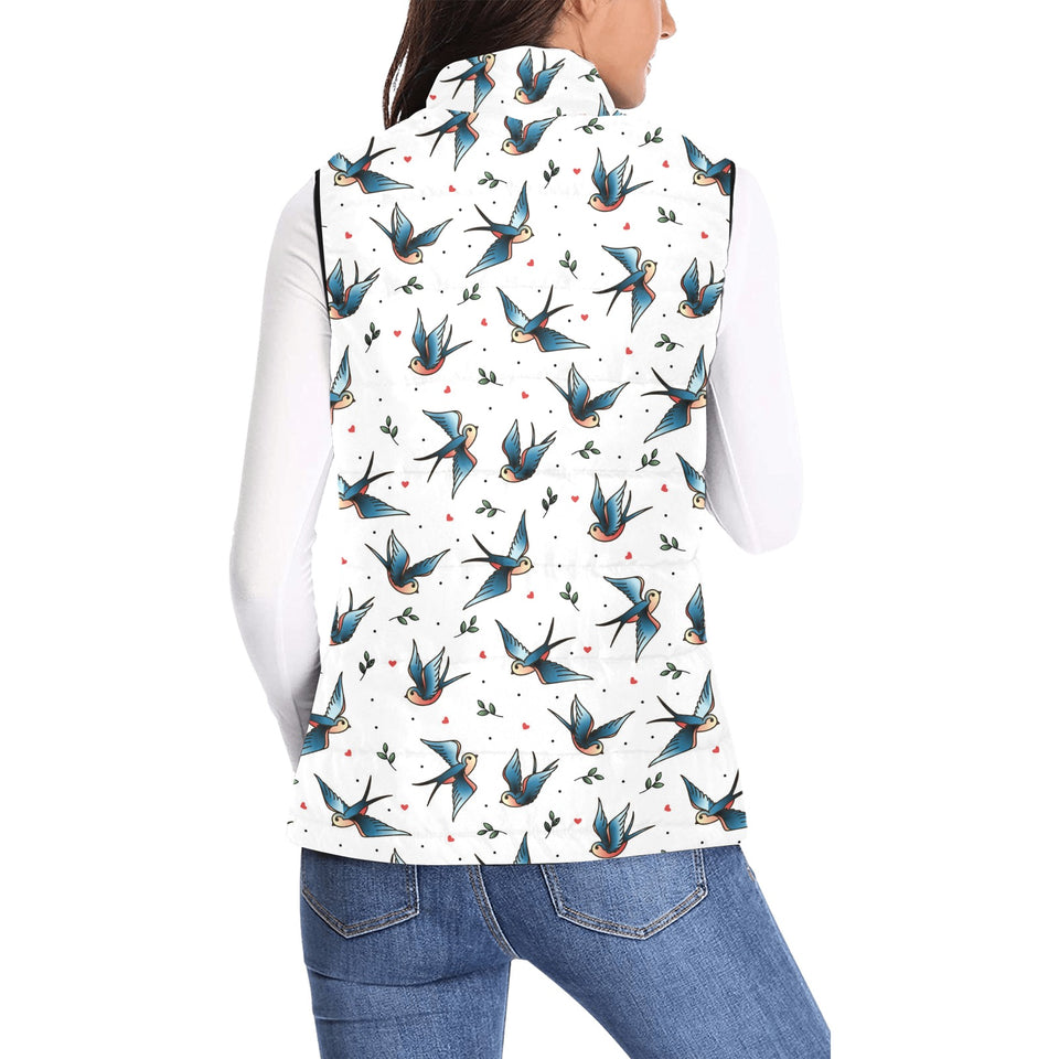 Swallow Pattern Print Design 04 Women's Padded Vest