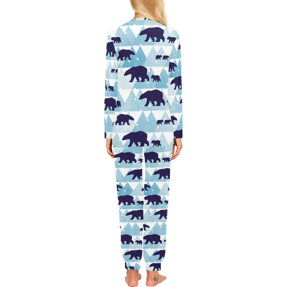 polar bear winter snow pattern Women's All Over Print Pajama Set