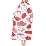 watercolor hand drawn beautiful strawberry pattern Blanket Robe with Sleeves