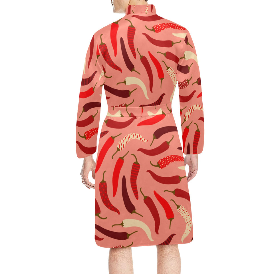 Beautiful Chili peppers pattern Men's Long Sleeve Belted Night Robe