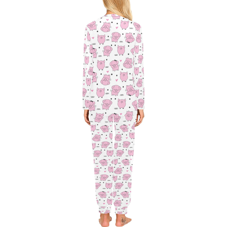 Pig Pattern Print Design 03 Women's All Over Print Pajama Set