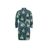 Cactus glass terrarium pattern Men's Long Sleeve Belted Night Robe